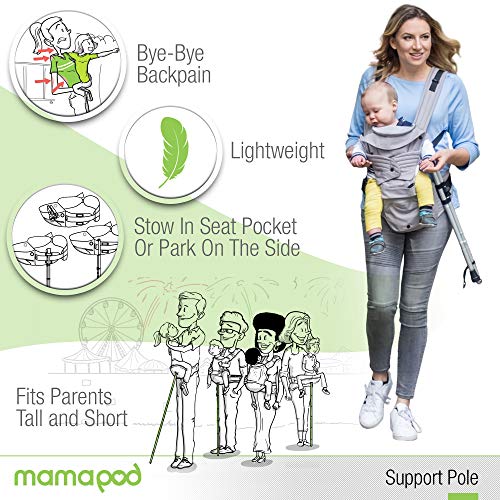 Mamapod All Position 360 Baby Carrier with Support Pole, Adjustable Newborn to Toddler Carrier, Toddler to Infant Baby Carrier with Hip Seat, Comfortable Baby Carrier Backpack