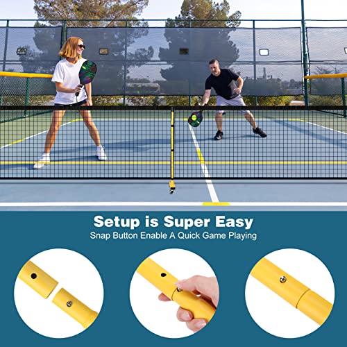 Choiana Portable Pickleball Net with Wheels Driveway Pickleball Nets Outdoor Regulation Size 22ft Pickle Ball Nets with Court Lines Durable Metal Frame PE Knited Net for Home Backyard