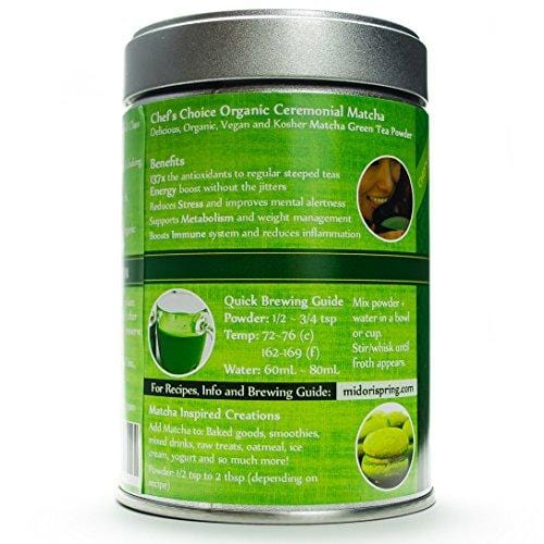 Organic Ceremonial Matcha - Emerald Class - Chef's Choice Quality Japanese Matcha Powder, Kosher, USDA (100g)