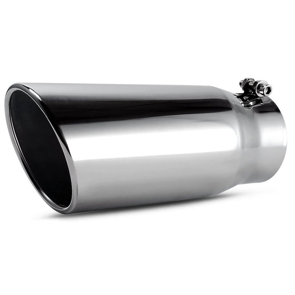 AUTOSAVER88 4 Inch Inlet Chrome Exhaust Tip, 4 x 5 x 12 Inches Bolt On Design Diesel Exhaust Tailpipe Tip.