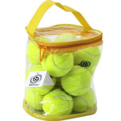 Briton Pressure Less Tennis Balls with Carrying Bag (Pack of 12)