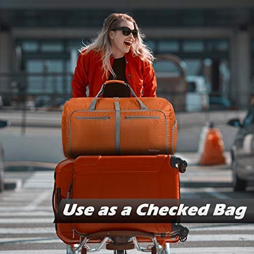 Gonex 80L Foldable Travel Duffle Bag for Luggage, Gym, Sport, Camping, Storage, Shopping Water Repellent & Tear Resistant Orange