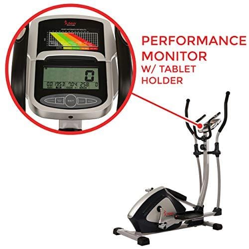 Sunny Health & Fitness Magnetic Elliptical Trainer Elliptical Machine w/  LCD Monitor and Heart Rate Monitoring - Endurance Zone - SF-E3804