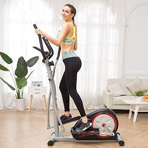 Aceshin Elliptical Machine Trainer Compact Life Fitness Exercise Equipment for Home Workout Offic Gym (Silver2)