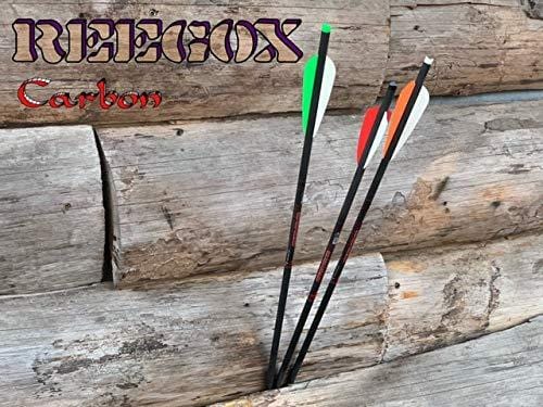 REEGOX 22" Carbon Crossbow Bolts-100% Carbon Crossbow Arrows with Field Point/Moon Nock-6 Pack
