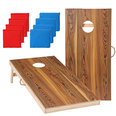 EAMATE Solid Wood Cornhole Game Set, Portable and Waterproof Toss Game Set, 2X4FT, with 8 Cornhole Bags, Perfect for Indoor and Outdoor (Vintage01)