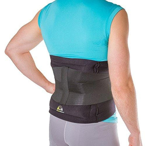 BraceAbility Hot & Cold Lower Back Wrap | Soft Brace with 2 Heat/Ice Therapy Gel Packs for Backache Pain Relief, Sore or Stiff Muscles, Spasms, Strains & Sprains (Fits up to 48" Waist Circumference)