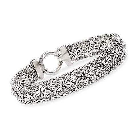 Ross-Simons Sterling Silver Narrow Beaded Byzantine Bracelet