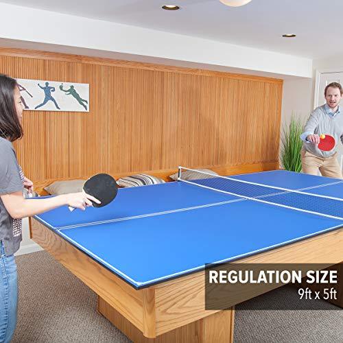 JOOLA Tetra - 4 Piece Ping Pong Table Top for Pool Table - Includes Ping Pong Net Set - Full Size Table Tennis Conversion Top for Billiard Tables - Easy Assembly & Compact Storage - Incl. Foam Backing