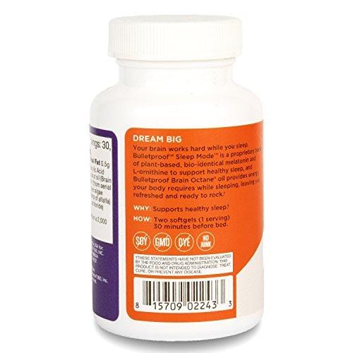 Bulletproof Sleep Mode Softgels, Plant-sourced Melatonin That Helps You Relax, Fall Asleep Faster, and Feel Refreshed (60 Softgels)