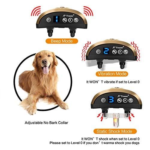 Dog Bark Collar, Waterproof Dog Training Collar, 3 Stop Anti Barking Modes [Beep, Vibration, and Shock], Anti Bark Collar Rechargeable for Small/Medium/Large Dogs
