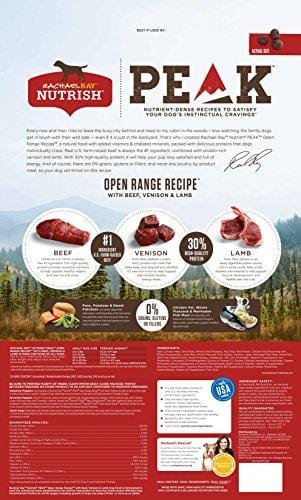 Rachael Ray Nutrish PEAK Natural Grain Free Dry Dog Food, Open Range  with Beef, Venison & Lamb, 23 lbs