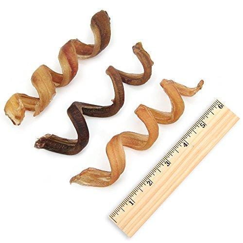 GigaBite 6 Inch Odor-Free Spiral Bully Sticks (10 Pack) - USDA & FDA Certified, All Natural, Curly Bully Spring Dog Treat - By Best Pet Supplies