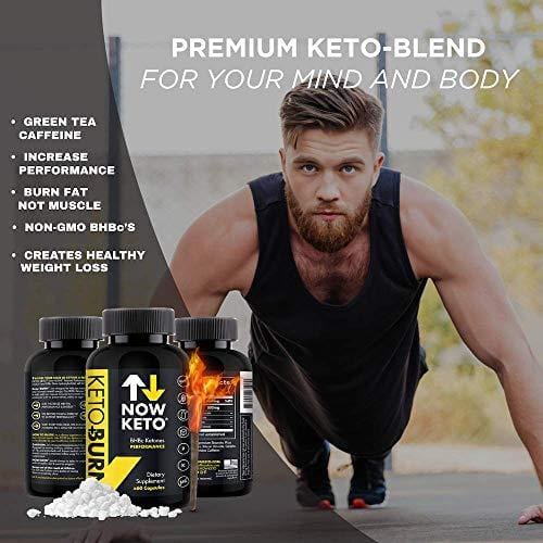 NOW KETO Keto + Burn Exogenous BHB Ketone Supplement Capsules | Best Keto Diet | Ketosis Supplement to Support Fat Burn, Boosts Energy with Beta Hydroxybutrate Salts for Weight Loss 60 Capsules