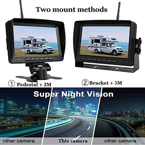 LeeKooLuu HD Digital Wireless Dual Backup Camera 7'' Monitor Split Screen Highway Observation System for Travel Trailers/RVs/Pickup/Trucks/Motorhome IP69K Waterproof Super Night Vision