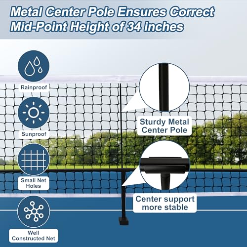 LAOFEIXIE Portable Pickleball Net, Heavy-Duty 22 FT Regulation Size Pickle Ball Net Portable Outdoor with Steady Metal Frame and Strong PE Net, Portable Pickleball Net for Driveway with Carrying Bag