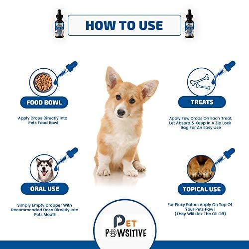 Pet Pawsitive - Hemp Oil Dogs Cats - 2000mg - Separation Anxiety, Joint Pain, Stress Relief, Arthritis, Seizures, Chronic Pains, Anti-Inflammatory - Omega 3, 6, & 9- 100% Organic - Calming Drops