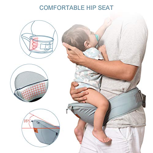Bable Baby Carrier Hip Seat Grey and Green (Green)