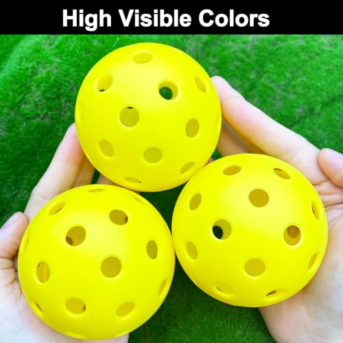 kisportee Pickleball Balls, USA Approved Pickleball, 40 Holes Outdoor Pickleball Balls for Sport Outdoor Play, Pickle Ball Balls with Bag, High Bounce & Durable, Good for All Pickleball Paddles