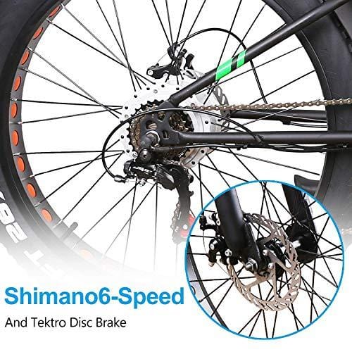 NAKTO Fat Tire Electric Bicycle 350W Brushless Motor Electric Ebike 36V/10A Removable High Capacity Waterproof Lithium Battery 6-Speed-Shimano Adult Electric Bicycles