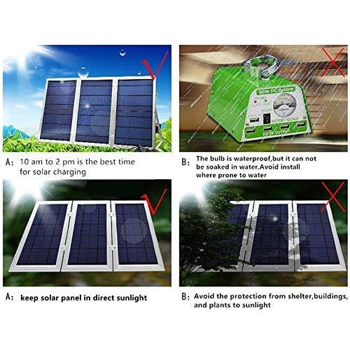 [30W Panel Foldable] HKYH Solar Panel Lighting Kit, Solar Home DC System Kit, USB Solar Charger with 4 LED Light Bulb as Emergency Light and 5 Mobile Phone Charger/5V 2A Output Can Charge Power Bank