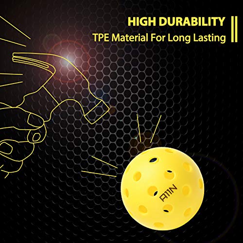 A11N Premium 40 Holes Outdoor Pickleball Balls, Durable Ball with Nice Bounce, Special Design for Outdoor Courts (6 &12 Packs Available)- Bright Yellow