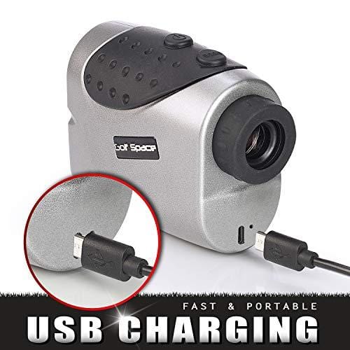 Golf Laser Range Finder by Golf Space - Rangefinder Binoculars Power Device With High Precision. Measuring Distance Slope Angle and Flag Lock. Hunting Binocular Rangefinders. Rechargeable