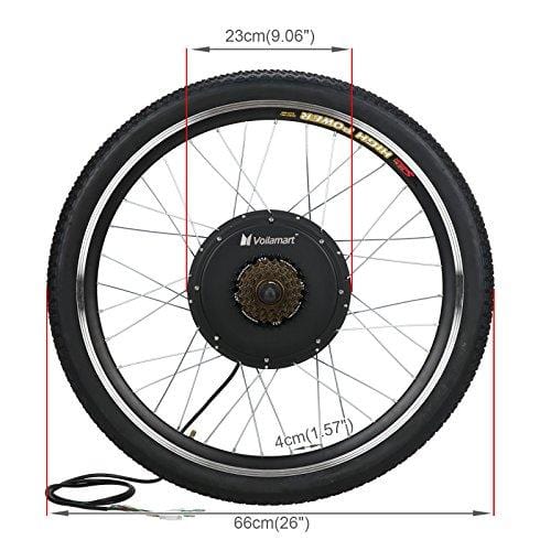 Voilamart 26" Rear Wheel Electric Bicycle Conversion Kit, 48V 1000W E-Bike Motor Kit with LCD Display, Intelligent Controller and PAS System, 750W Power Limited for Road Bike