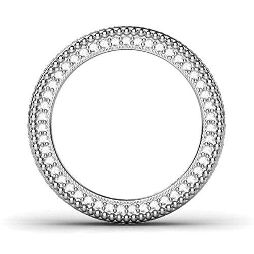 Sz 8 Sterling Silver 925 Princess Cut Cubic Zirconia CZ Milgrain Eternity Band Ring