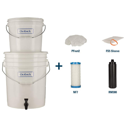 Outback Plus Emergency Gravity Water Filter Bundle: OB-25NF Filtration System + Plus Extra Filter Replacement Kit. Filters Coronavirus, Sars, Bacteria, Cysts & More