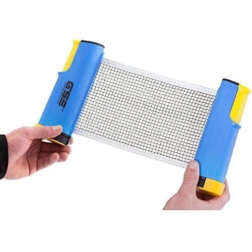 GSE Games & Sports Expert Anywhere Retractable Table Tennis Net and Post. Adjustable Replacement Ping Pong Net (4 Colors) (Blue)