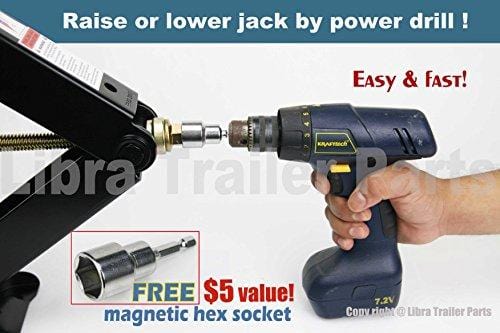 Set of 2 5000 lb 24" RV Trailer Stabilizer Leveling Scissor Jacks w/handle & Power Drill Socket & hardware -part#26020