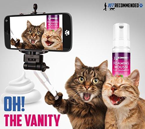 Vet Recommended NEW Waterless Cat Shampoo - No Rinse Dry Foam Mousse - Luxurious Strawberry Patch Scent - 8oz/240ml, Made in USA.