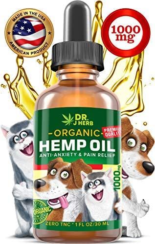 Hemp Oil for Dogs Cats Full Spectrum Organic Hemp Extract Drops 1000 mg Made in USA Natural Dog Pain Relief Pet Stress & Anxiety Calming Support Health Easily Apply to Treats Pet Hemp Oil