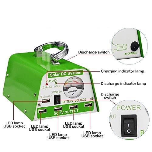 [30W Panel Foldable] HKYH Solar Panel Lighting Kit, Solar Home DC System Kit, USB Solar Charger with 4 LED Light Bulb as Emergency Light and 5 Mobile Phone Charger/5V 2A Output Can Charge Power Bank