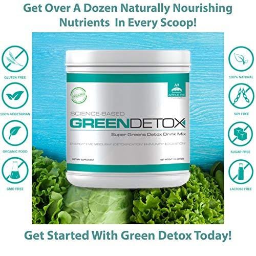 Green Detox - Superfood Drink Mix - Sugar Free, Vegan-Friendly - Over a Dozen Superfoods in Each Serving - Apple Pie Flavor