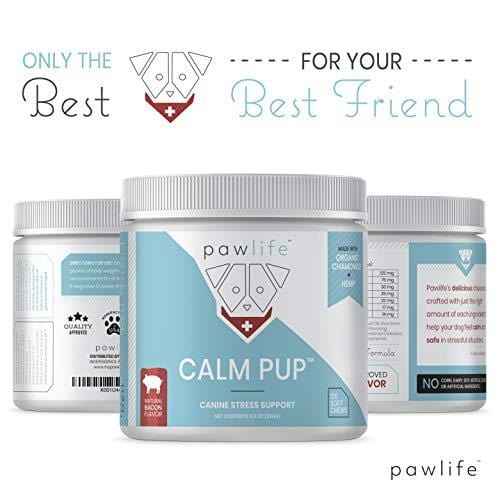 pawlife Calming Treats for Dogs - Hemp Oil Infused Soft Chews for Dog Anxiety Support- 120 Dog Calming Treats (Bacon)
