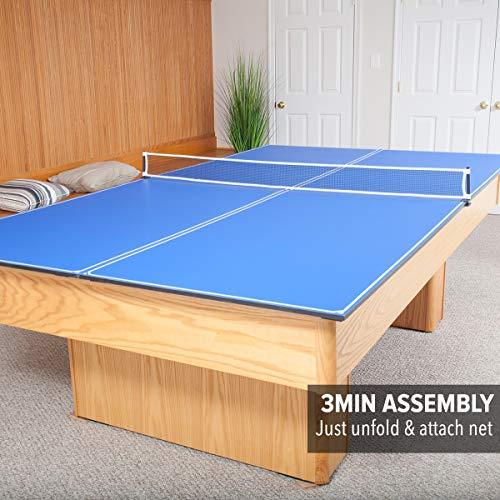 JOOLA Tetra - 4 Piece Ping Pong Table Top for Pool Table - Includes Ping Pong Net Set - Full Size Table Tennis Conversion Top for Billiard Tables - Easy Assembly & Compact Storage - Incl. Foam Backing