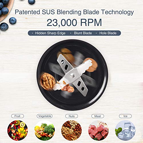 Blender 800W Smoothie Blender Mini High-Speed Personal Blender/Mixer Bullet Blender for Shakes and Smoothies Juices Nuts Coffee Bean Baby Food with 3pcs BPA-Free Portable Travel Blender Bottles in Silver