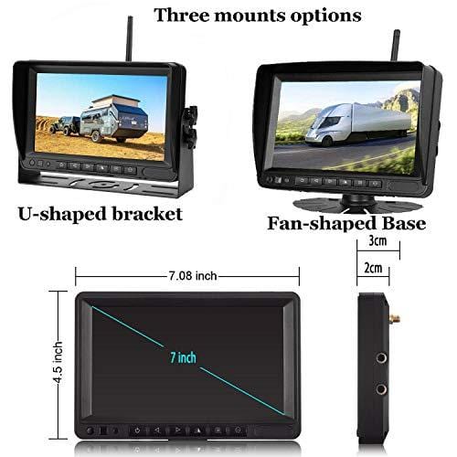 FHD 1080P Digital Wireless Backup Camera Kit, No Interference, IP69 Waterproof Wireless Rear View Camera and 7 Inch LCD Wireless Reverse Monitor for Rv/Truck/Trailer/Bus/Pickup/Van