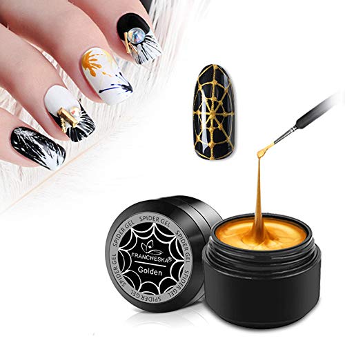 Mggsndi Nail Polish Gel,Creative Elastic Nail Wire Painting Drawing Gel DIY Spider Painted UV Lacquer Varnish Base Manicure Kit Decor Nail Art Supplies Tool Kit DIY Craft Jewelry Black