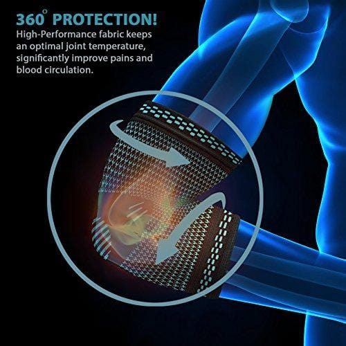 POWERLIX Elbow Brace Compression Support (Pair) - Elbow Sleeve for Tendonitis, Tennis Elbow Brace and Golfers Elbow Treatment, Arthritis, Workouts, Weightlifting – Reduce Elbow Pain
