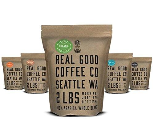 Real Good Coffee Co USDA Certified Organic Dark Roast Whole Bean Coffee, 2 Pound Bag, 100% Organic Arabica Coffee Beans
