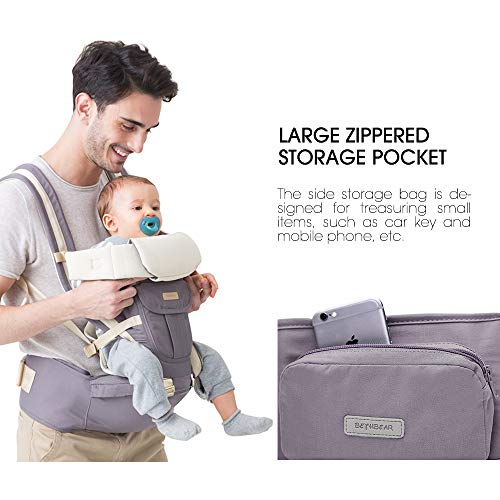 Unichart 360 All Carry Positions Baby Carrier Baby Hip Seat Carrier Perfect Baby Shower Gift (Grey)