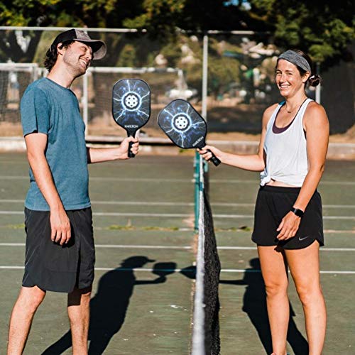 Pickleball Paddle - Pickleball Paddle Set of 2, Graphite Pickleball Racket, Carbon Fiber Glassfiber Surface , Polymer Honeycomb Core Pickleball Paddle with 4 Outdoor Balls and 1 Portable Sport Bag
