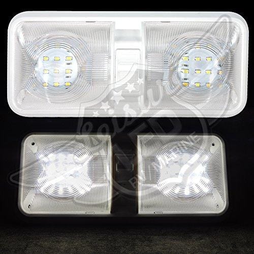 10 Pack RV LED Ceiling Double Dome Light Fixture with ON/Off Switch Interior Lighting for Car/RV/Trailer/Camper/Boat DC 12V Natural White 4000-4500K 48X2835SMD