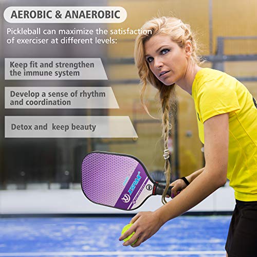 XS XSPAK Upgrade Pickleball Paddles Set of 2,USAPA Approved Pickleball Paddles with Fiberglass Surface,Polymer Honeycomb Core,Soft Cushion Grips, 1 Bag,4 Pickleball Balls for Indoor and Outdoors