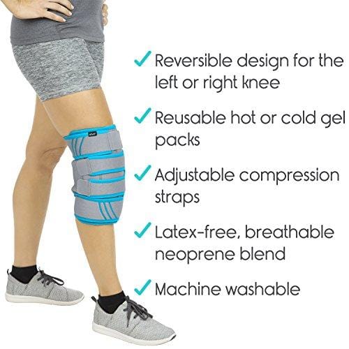 Vive Knee Ice Pack Wrap - Cold/Hot Gel Compression Brace - Heat Support Strap for Arthritis Pain, Tendonitis, ACL, Athletic Injury, Osteoarthritis, Women, Men, Running, Meniscus and Patella Surgery