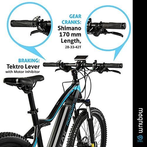 Magnum Peak Premium Electric Mountain Bike - 500-700W Motor - Large Capacity 48V13A - Lithium Battery -29" Wheels - Ebikes for Adults - Black