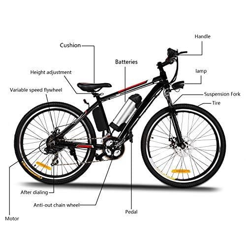 Fast88 Electric Mountain Bike with 250W Removable Lithium-Ion Battery (36V, 8AH), E-Bike with Battery Charger